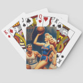 Retro Basketbal Illustratie Pokerkaarten (Achterkant)