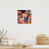 Retro Basketbal Pin-up Poster (Keuken)