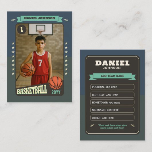 Retro Basketbal Trading Kaart Aangepaste Speler Ka Contactkaartje (Voorkant / Achterkant)