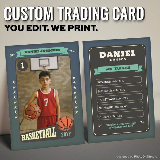 Retro Basketbal Trading Kaart Aangepaste Speler Ka Contactkaartje
