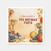 Retro Basketbal Trofee Verjaardag Servet (Voorkant)