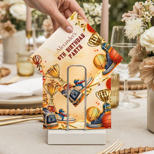 Retro Basketbal Trofee Verjaardag Servet