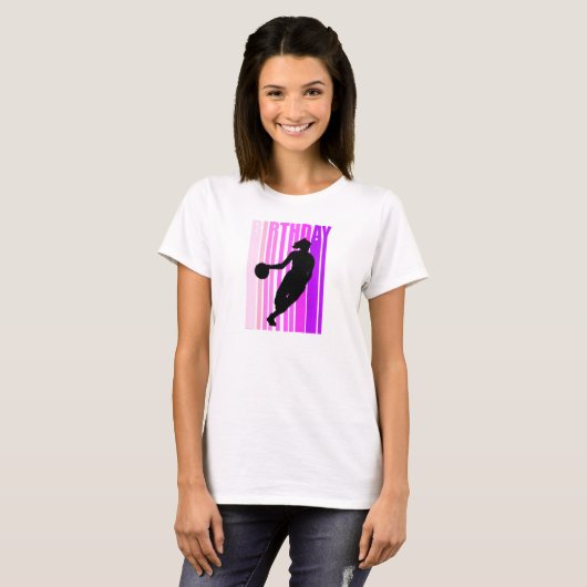 Retro Basketball Birthday Cute Kinder Girl Womens  T-shirt (Voorkant volledig)