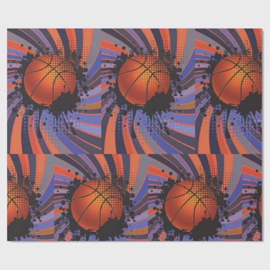 Retro Basketball Cadeaupapier (Vlak)
