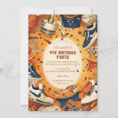 Retro Basketball Court Birthday Kaart (Voorkant)