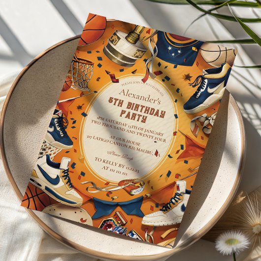 Retro Basketball Court Birthday Kaart