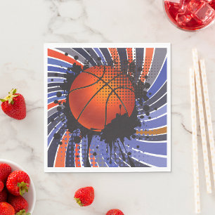 Retro Basketball Play Ball Sports Napkins Servet