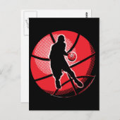 Retro Basketball Player Ball Briefkaart (Voorkant / Achterkant)