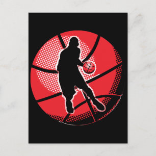 Retro Basketball Player Ball Briefkaart
