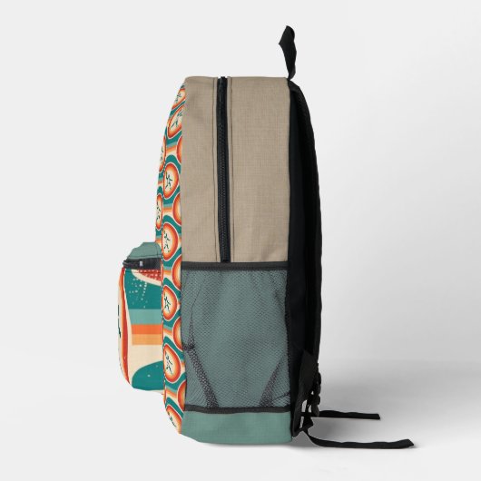 Retro Basketball Player Circle Pattern Backpack Bedrukte Rugzak (Rechts)