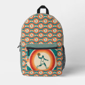 Retro Basketball Player Circle Pattern Backpack Bedrukte Rugzak (Voorkant)