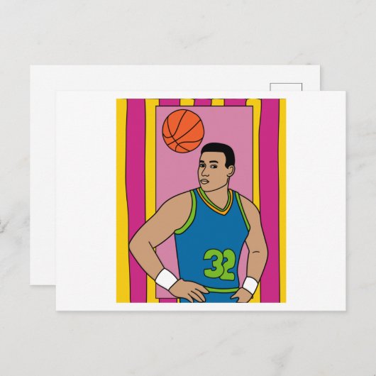 Retro Basketball Player Hobby Briefkaart (Voorkant / Achterkant)