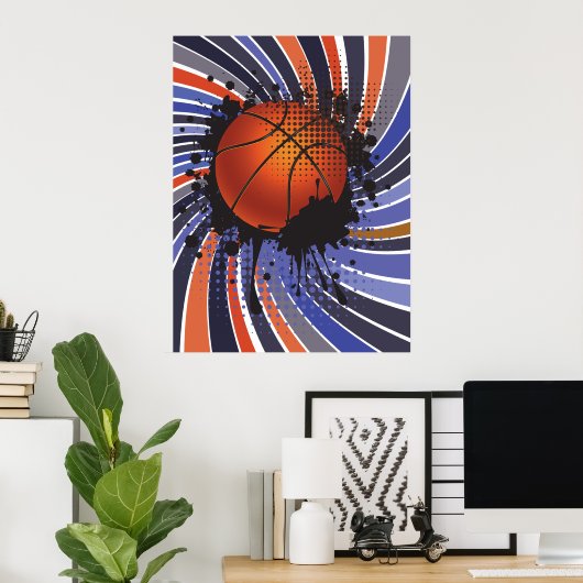 Retro Basketball Poster (Thuiskantoor)
