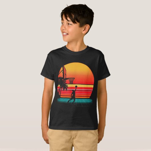 Retro Basketball Sunset T-shirt (Voorkant volledig)