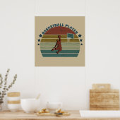 Retro basketballspeler slam dunk poster (Keuken)