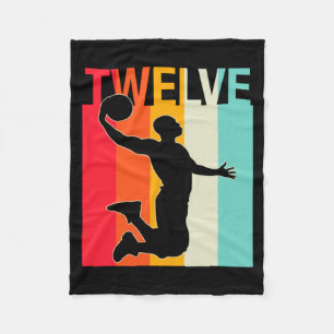 Retro-basketbalspeler 12 jaar voor mannen jongen t fleece deken