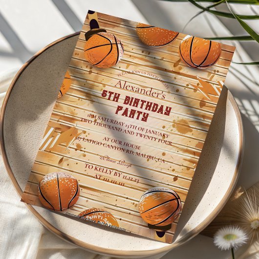 Retro Basketbalveld Verjaardag Kaart