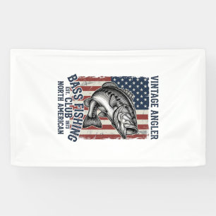 Retro Bass Visserij Amerikaanse Vlag Shirt Ontwerp Spandoek