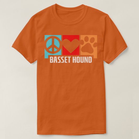 Retro Basset Hound Gift Dog Paw Dierenvriend Vrede T-shirt (Design voorkant)
