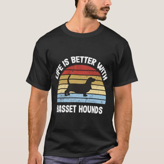 Retro Basset Hound Hondencadeau T-shirt (Voorkant)