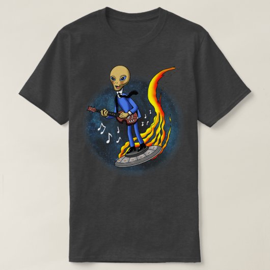 Retro  bassist 60s muzikant in de ruimte t-shirt (Design voorkant)