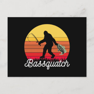 Retro Bassquatch Bigfoot Vist Briefkaart
