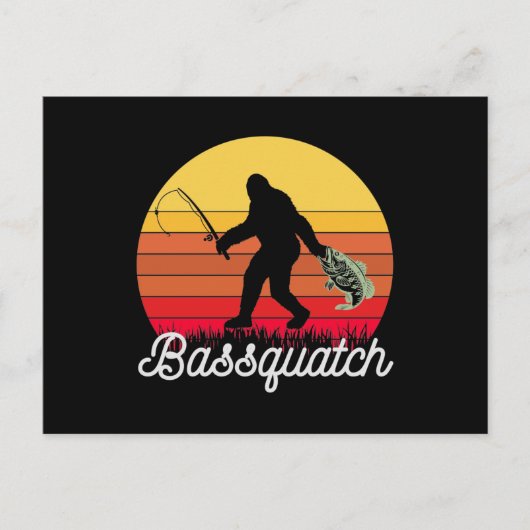 Retro Bassquatch Bigfoot Vist Briefkaart (Voorkant)