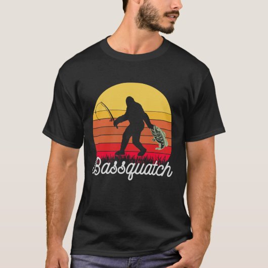 Retro Bassquatch Bigfoot Vist T-shirt (Voorkant)