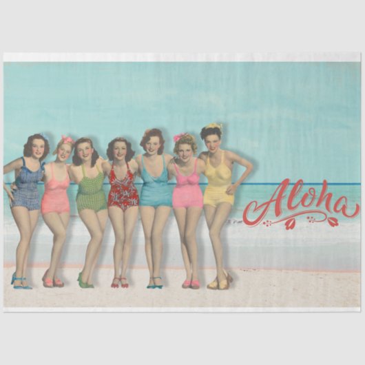 Retro Bathing Beauties Decoupage Tissue Paper Tissuepapier (Voorkant)