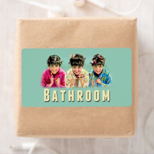  Retro Bathroom Verplaatsen Etiket Klein (Insitu)