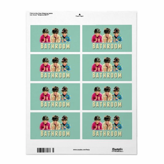  Retro Bathroom Verplaatsen Etiket Klein (Full Sheet)