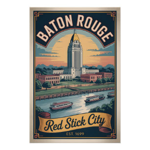 Retro Baton Rouge Louisiana Vintage Reisposter Perfect Poster