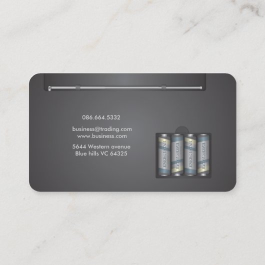 Retro batterijradio visitekaartje (Achterkant)