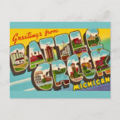 Retro Battle Creek Michigan Groet Briefkaart (Voorkant)