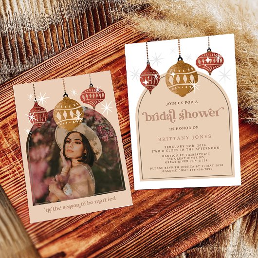 Retro Bauble Ornament Kerst Vrijgezellenfeest Kaart