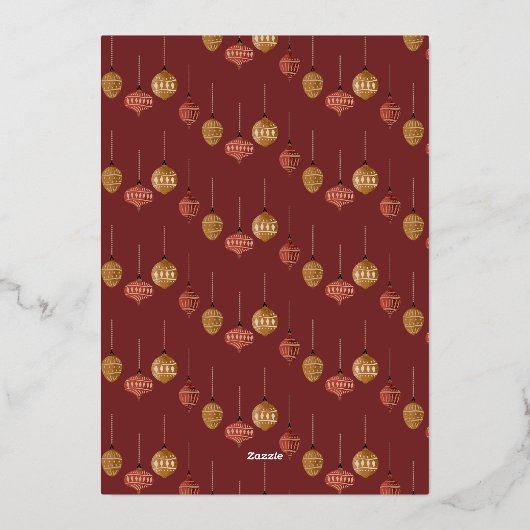 Retro Baubles Merry Christmas 4 Photo Dk Berry Folie Feestdagenkaart (Achterkant)