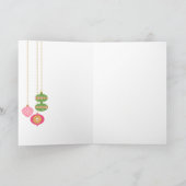 Retro Baubles / Ornamenten Kerst Kaart -Roze (Binnen)