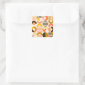 Retro Bauhaus Modern Art Circle Patroon Vierkante Sticker (Tas)