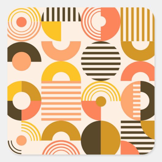 Retro Bauhaus Modern Art Circle Patroon Vierkante Sticker (Voorkant)