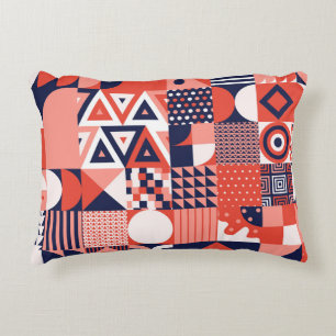 Retro Bauhaus ontwerp, kleurrijke geometrische. Accent Kussen