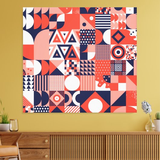 Retro Bauhaus ontwerp, kleurrijke geometrische. Canvas Afdruk (Insitu (Woonkamer))