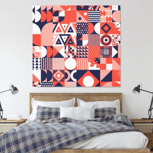 Retro Bauhaus ontwerp, kleurrijke geometrische. Canvas Afdruk (Insitu (Slaapkamer))