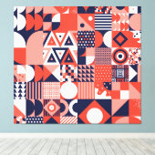 Retro Bauhaus ontwerp, kleurrijke geometrische. Canvas Afdruk (Insitu (Houten vloer))