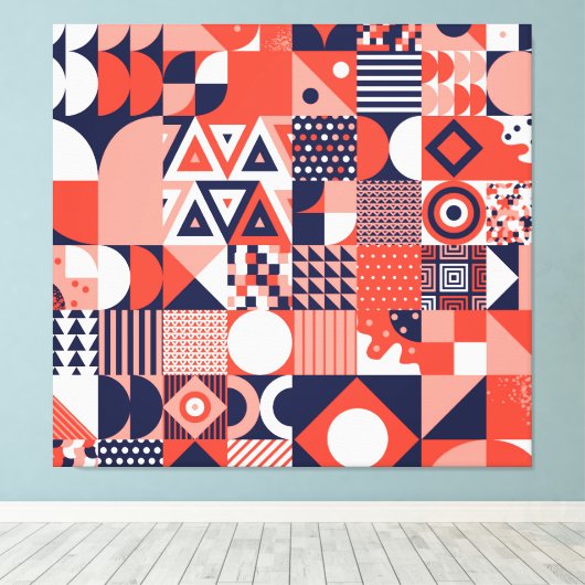 Retro Bauhaus ontwerp, kleurrijke geometrische. Canvas Afdruk (Insitu (Houten vloer))
