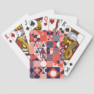 Retro Bauhaus ontwerp, kleurrijke geometrische. Pokerkaarten