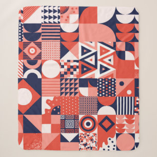 Retro Bauhaus ontwerp, kleurrijke geometrische. Sherpa Deken