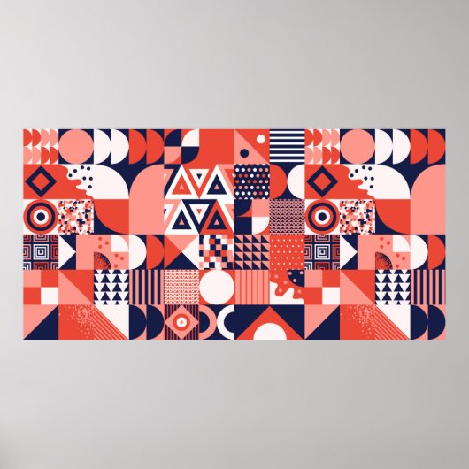  retro bauhaus ontwerp  naadloos poster (Voorkant)