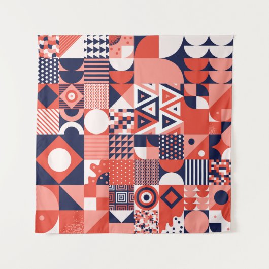  retro bauhaus ontwerp  naadloos wandkleed (Voorkant (horizontaal))