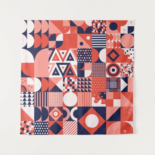  retro bauhaus ontwerp  naadloos wandkleed (Voorkant)