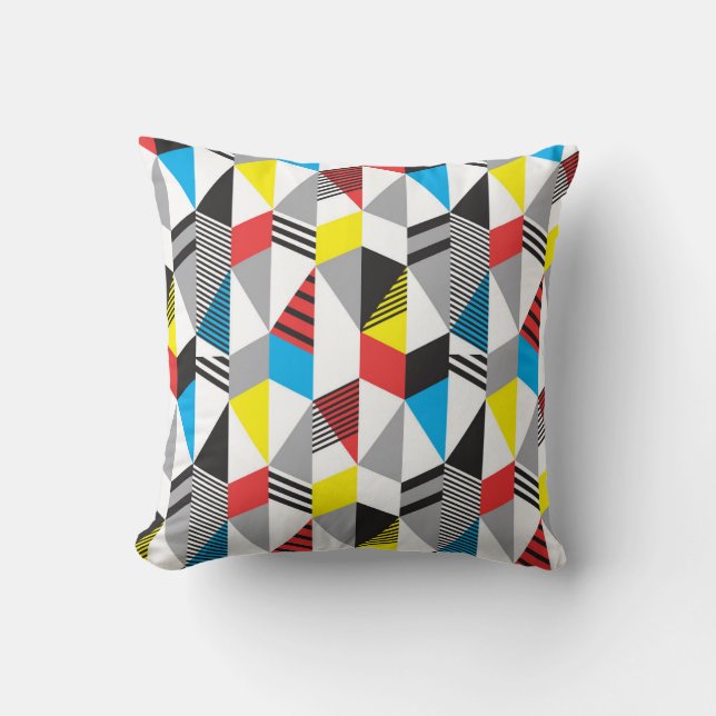 Retro Bauhaus Stijl: Naadloos Abstract Kussen (Voorkant)